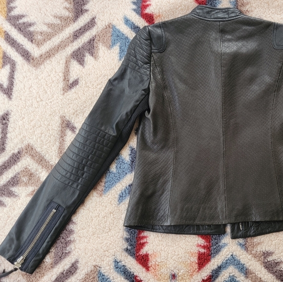 Rebecca Taylor Python Lambskin Biker Jacket - Picture 4 of 6